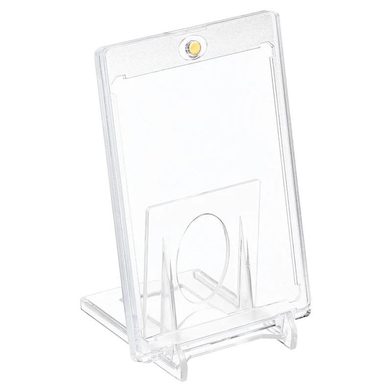 1Set Magnetic Card Holder w Stand 35PT Clear Trading Card Protector Golden