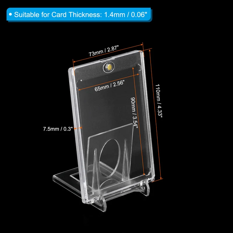 1Set Magnetic Card Holder w Stand 35PT Clear Trading Card Protector Golden