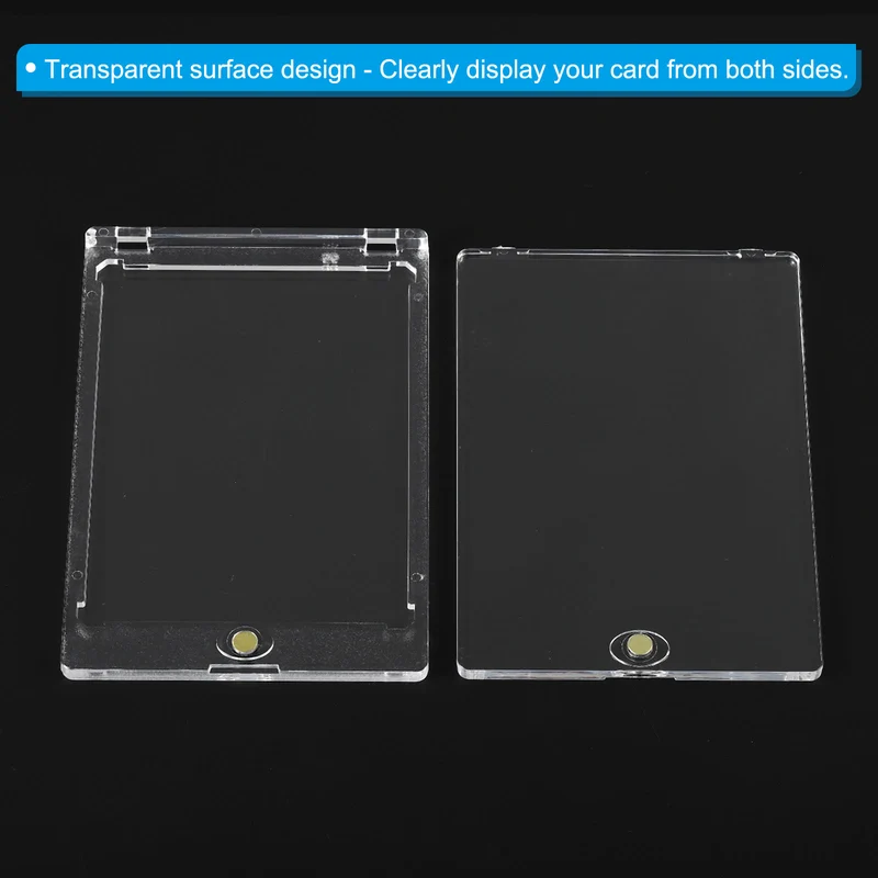 1Set Magnetic Card Holder w Stand 35PT Clear Trading Card Protector Golden