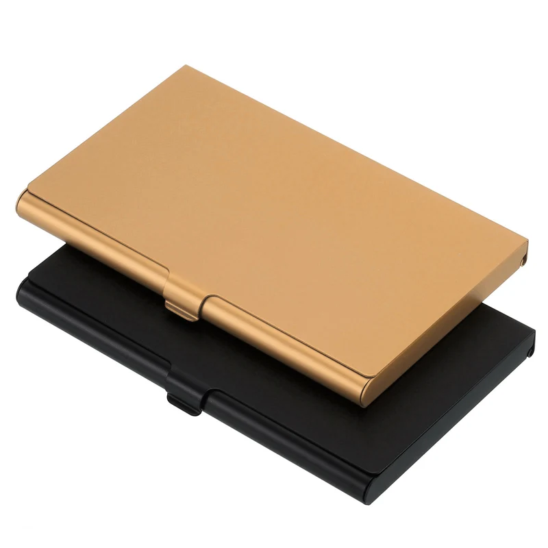 2Pcs Professional Pocket Metal Business Card Case Holder Wallet Orange Black