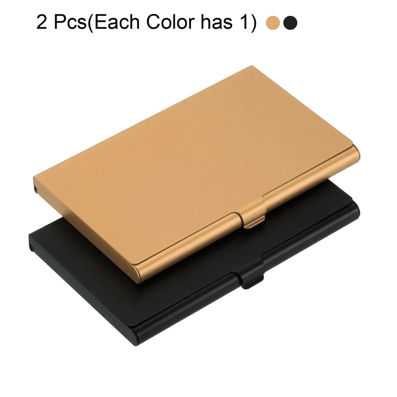 2Pcs Professional Pocket Metal Business Card Case Holder Wallet Orange Black