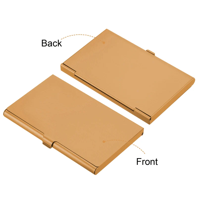 2Pcs Professional Pocket Metal Business Card Case Holder Wallet Orange Black