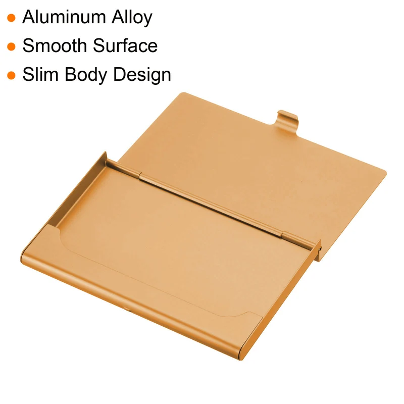 2Pcs Professional Pocket Metal Business Card Case Holder Wallet Orange Black