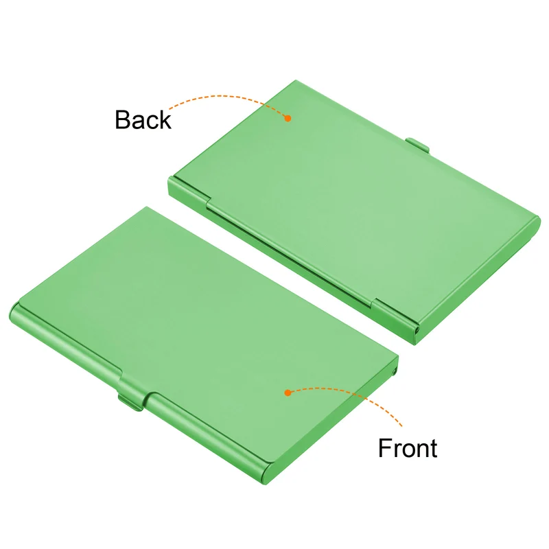 2Pcs Professional Pocket Metal Business Card Case Holder Wallet Blue Green
