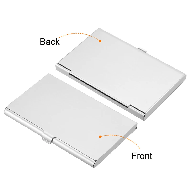 Business Card Holder, 2 Pack Aluminum Metal Card Case Professional Slim Pocket Card Holder for Name Card Credit Card, Gold, Silver