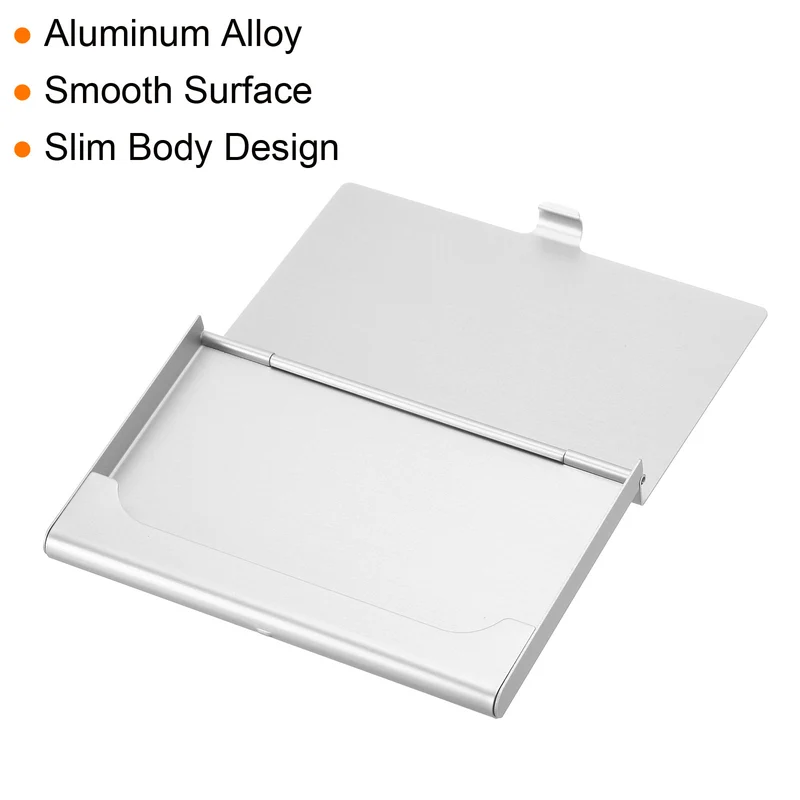 Business Card Holder, 2 Pack Aluminum Metal Card Case Professional Slim Pocket Card Holder for Name Card Credit Card, Gold, Silver