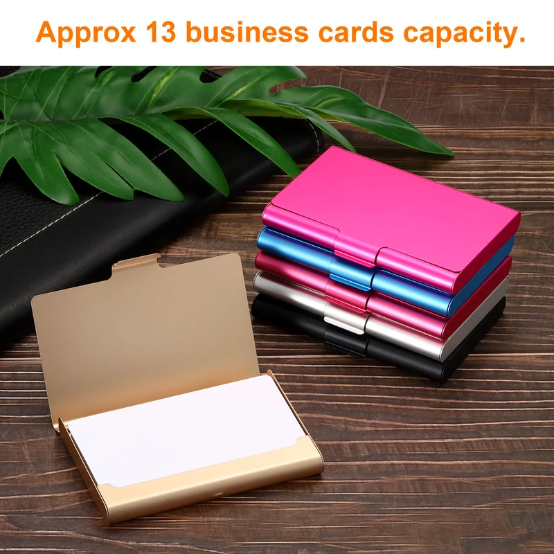 Business Card Holder, 2 Pack Aluminum Metal Card Case Professional Slim Pocket Card Holder for Name Card Credit Card, Gold, Silver