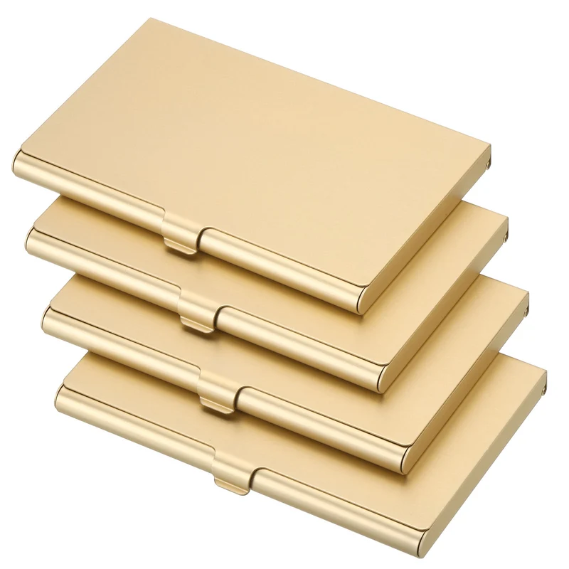 4Pcs Professional Pocket Metal Business Card Case Holder Slim Wallet Gold