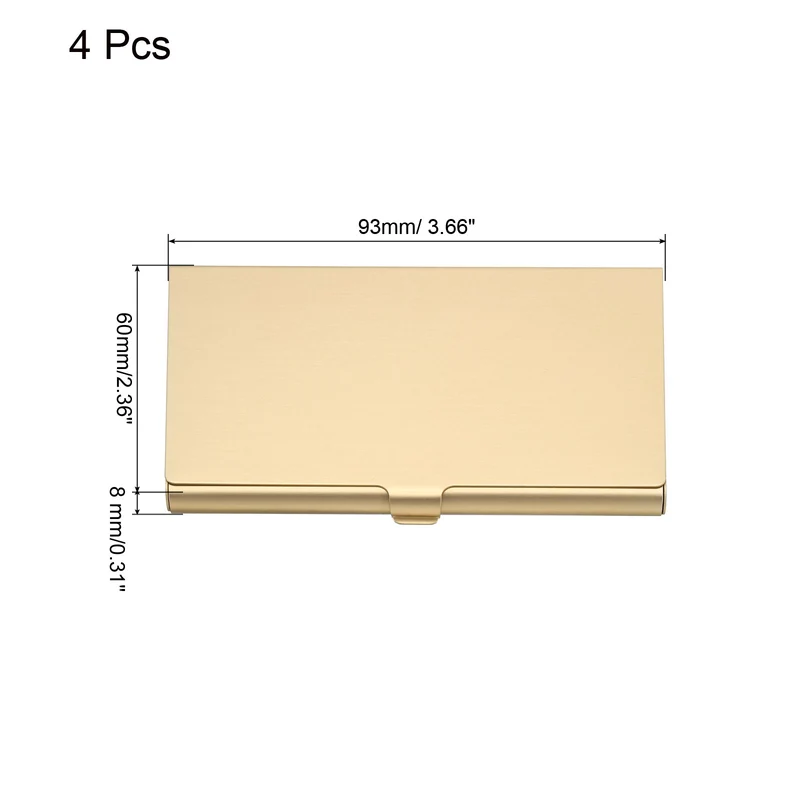 4Pcs Professional Pocket Metal Business Card Case Holder Slim Wallet Gold