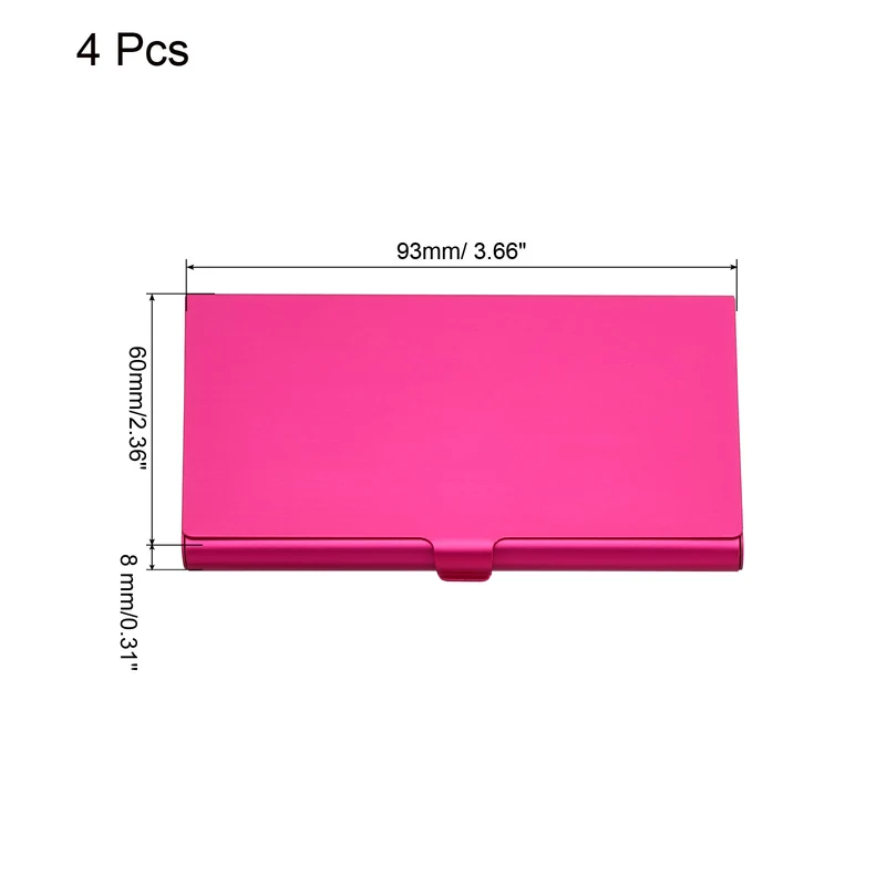 4Pcs Professional Pocket Metal Business Card Case Holder Slim Wallet Rose Red