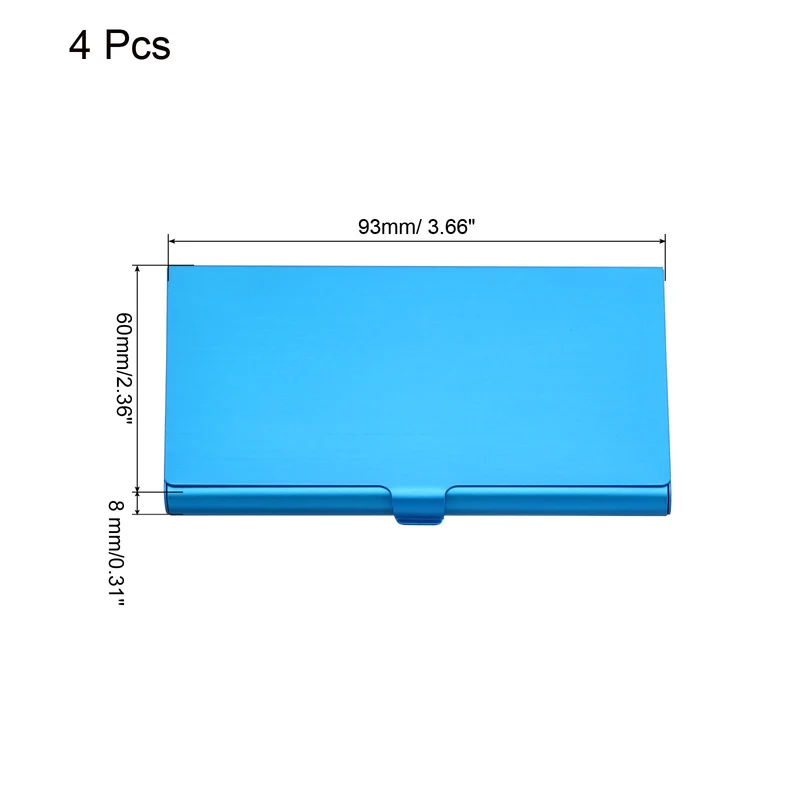 4Pcs Professional Pocket Metal Business Card Case Holder Slim Wallet Blue