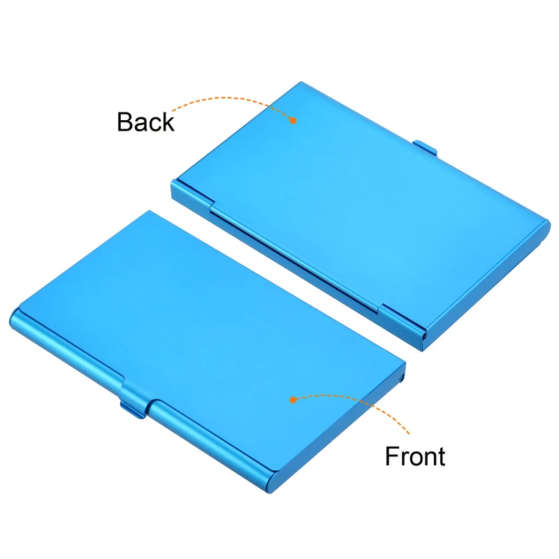 4Pcs Professional Pocket Metal Business Card Case Holder Slim Wallet Blue
