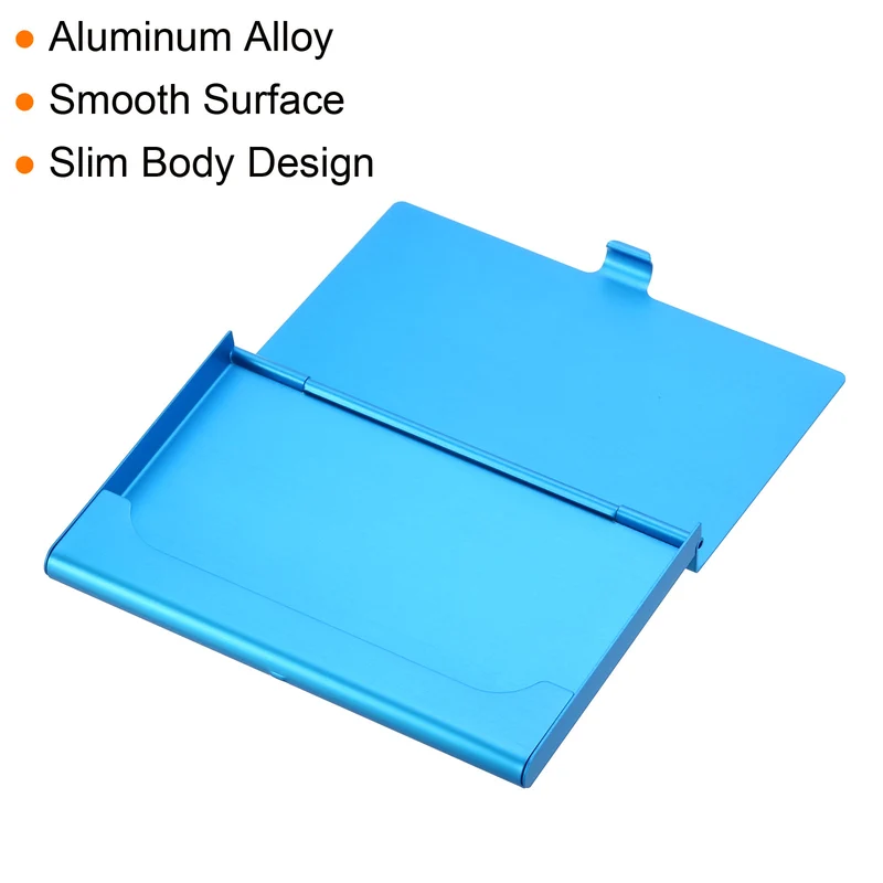 4Pcs Professional Pocket Metal Business Card Case Holder Slim Wallet Blue
