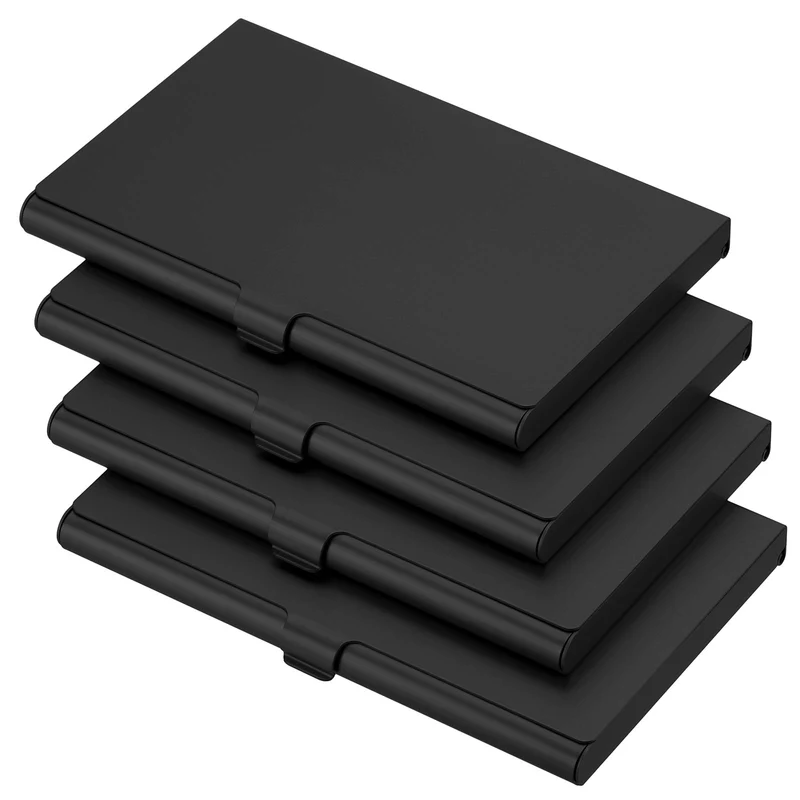 4Pcs Professional Pocket Metal Business Card Case Holder Slim Wallet Black