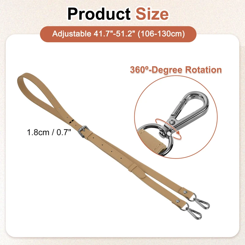 0.7" Genuine Leather Purse Strap for Bag (Cool Brown, Black Buckle)
