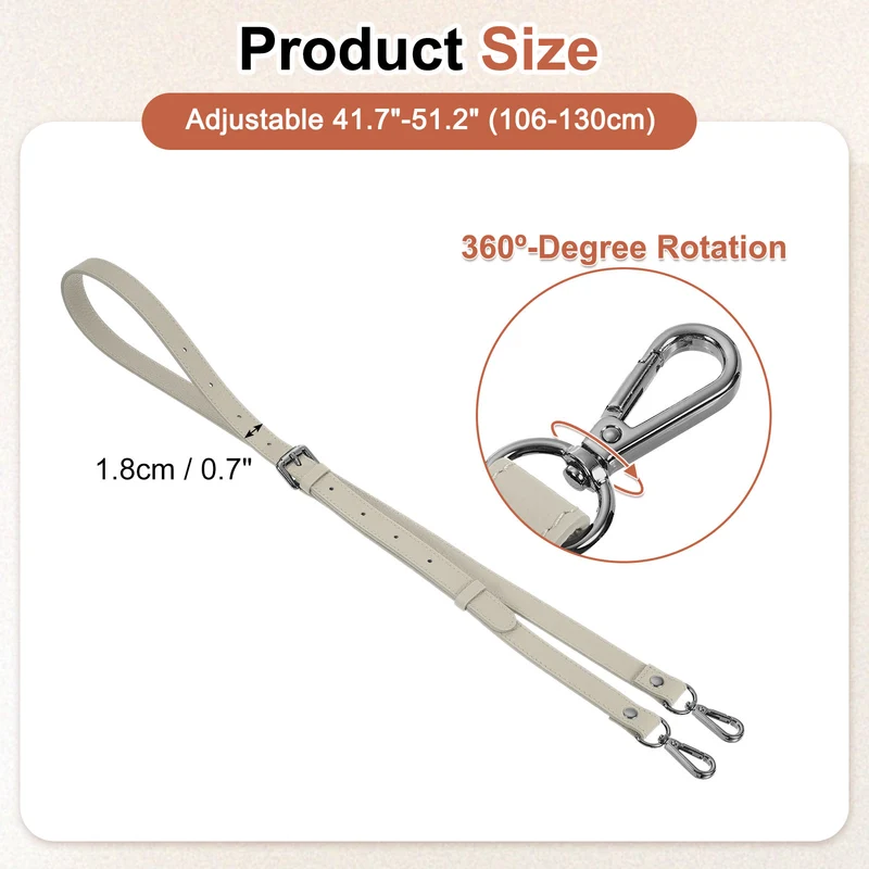 0.7" Genuine Leather Purse Strap for Bag (Grey, Black Buckle)