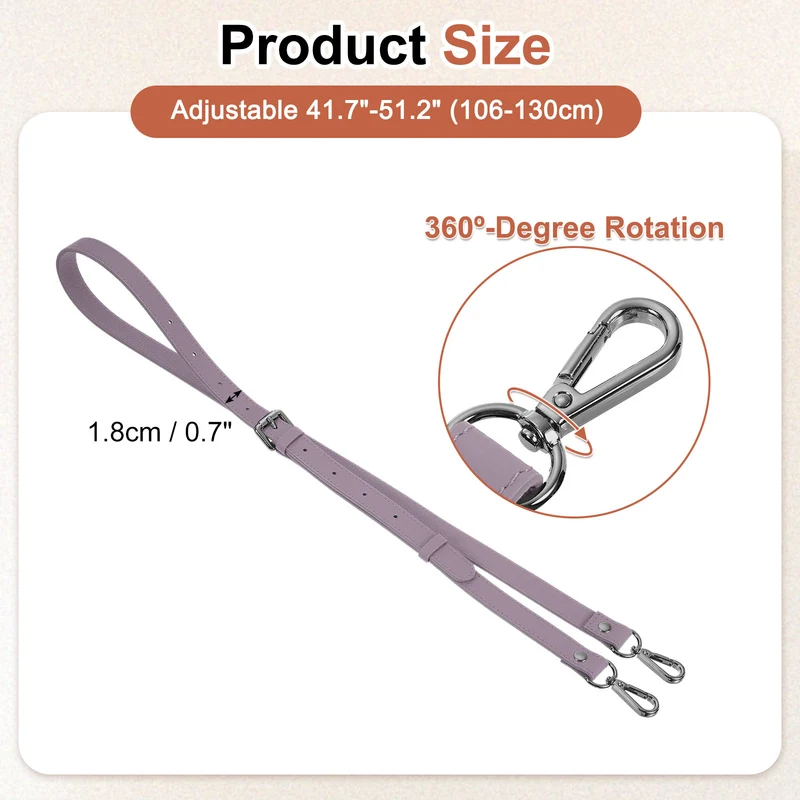 0.7" Genuine Leather Purse Strap for Bag (Taro Purple, Black Buckle)