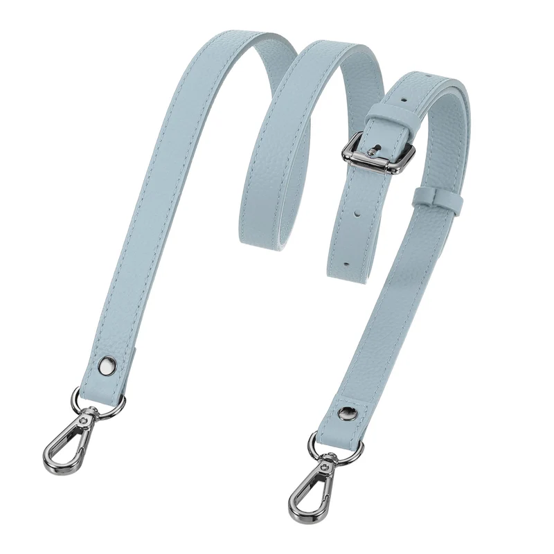 0.7" Genuine Leather Purse Strap for Bag (Sky Blue, Black Buckle)