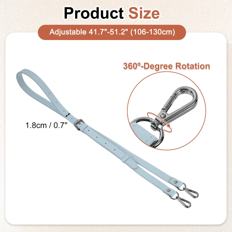 0.7" Genuine Leather Purse Strap for Bag (Sky Blue, Black Buckle)