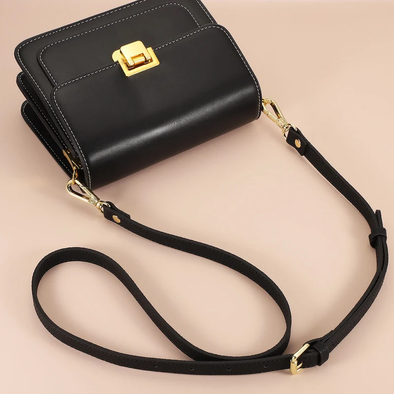0.7" Genuine Leather Purse Strap for Bag (Sky Blue, Black Buckle)