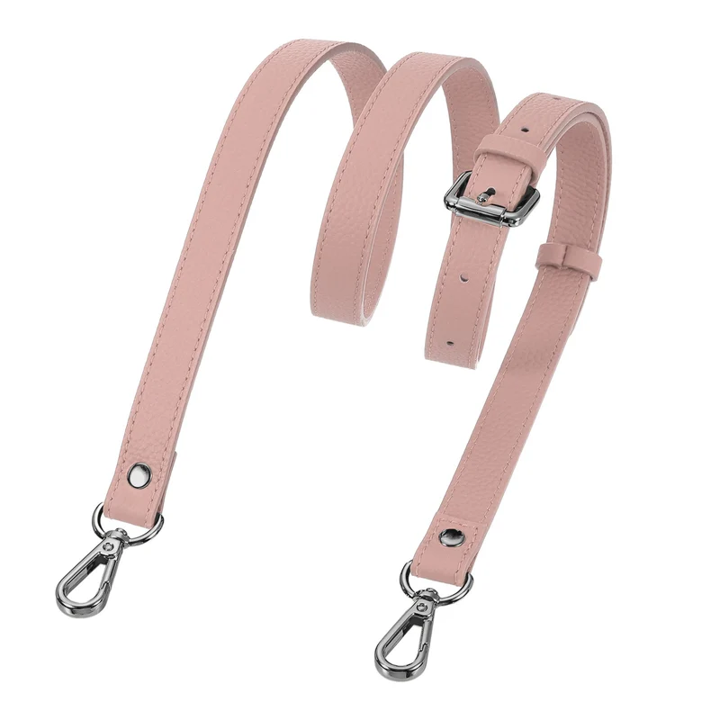 0.7" Genuine Leather Purse Strap for Bag (Pink, Black Buckle)