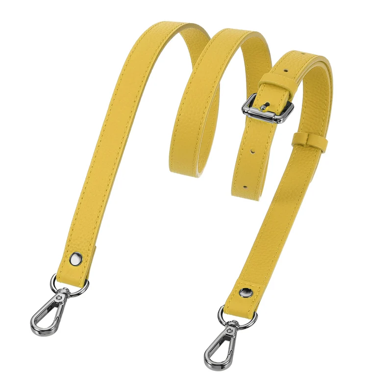 0.7" Genuine Leather Purse Strap for Bag (Earthy Yellow, Black Buckle)