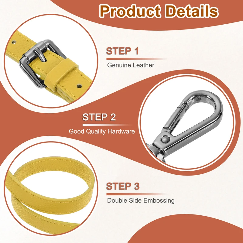0.7" Genuine Leather Purse Strap for Bag (Earthy Yellow, Black Buckle)