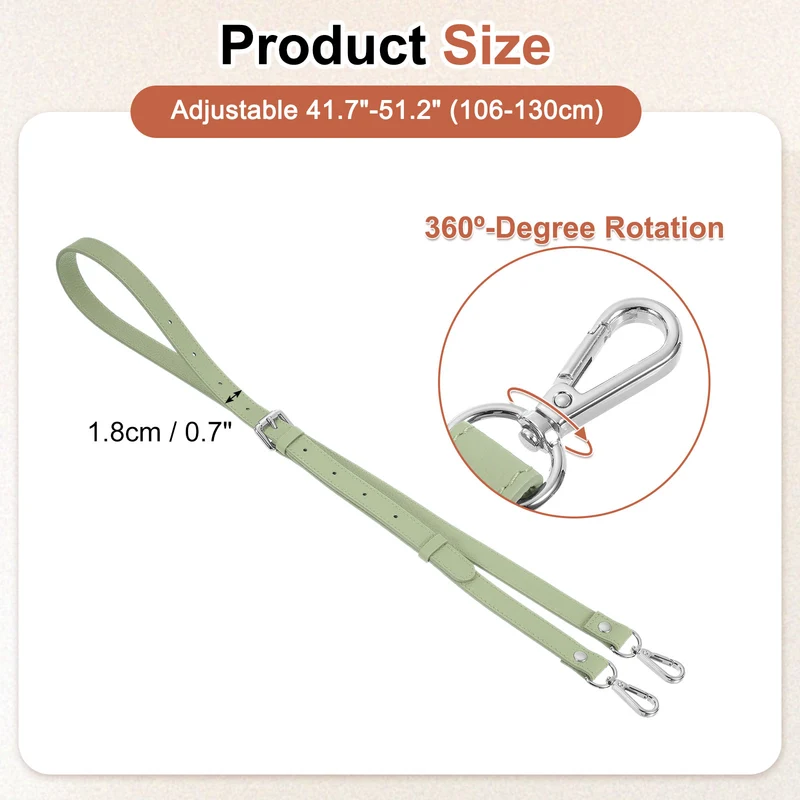 0.7" Genuine Leather Purse Strap for Bag (Lake Green, Silver Buckle)