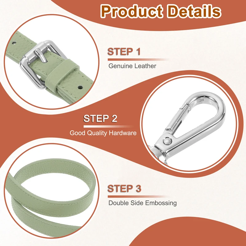 0.7" Genuine Leather Purse Strap for Bag (Lake Green, Silver Buckle)