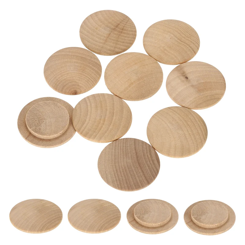 20Pcs Wood Button Plugs, 28mm/1.1" Beech Hardwood Screw Hole Plugs for Furniture