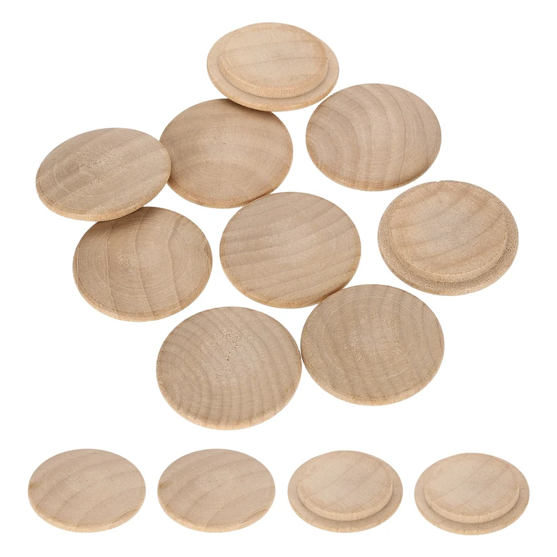 20Pcs Wood Button Plugs, 28mm/1.1" Beech Hardwood Screw Hole Plug for Furniture