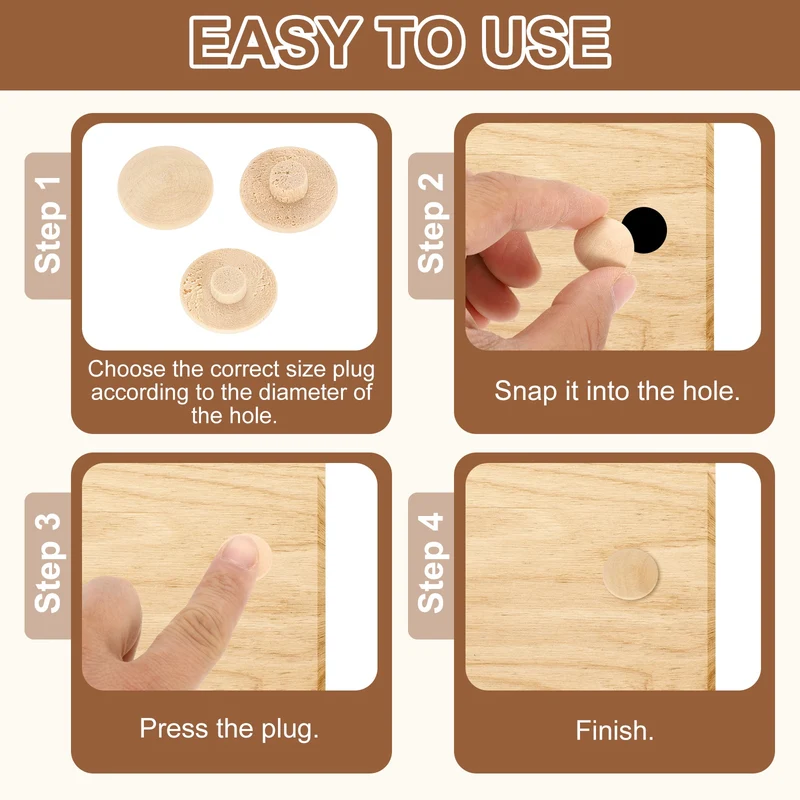 20Pcs Wood Button Plugs, 25mm/0.98" Beech Hardwood Screw Hole Plug for Furniture