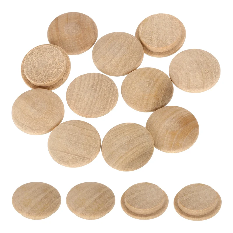 20Pcs Wood Button Plugs, 20mm/0.79" Beech Hardwood Screw Hole Plug for Furniture