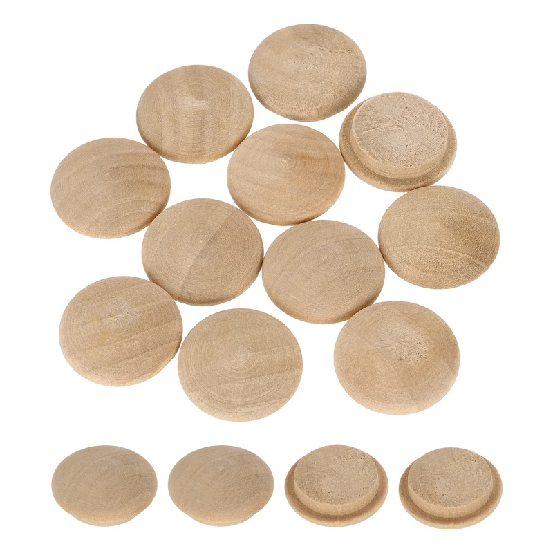 20Pcs Wood Button Plugs, 18mm/0.71" Beech Hardwood Screw Hole Plug for Furniture