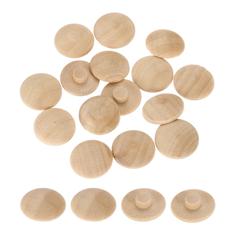 40Pcs Wood Button Plugs, 7mm/0.28" Beech Hardwood Screw Hole Plug for Furniture