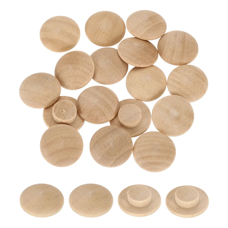 40Pcs Wood Button Plug, 10mm/0.39" Beech Hardwood Screw Hole Plug for Furniture