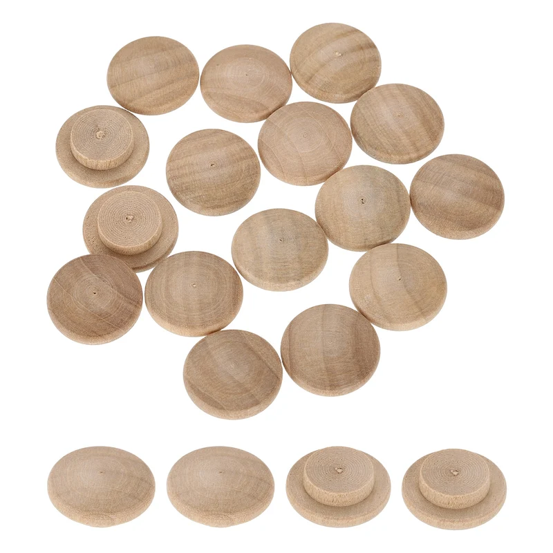 40Pcs Wood Button Plugs, 12mm/0.47" Beech Hardwood Screw Hole Plug for Furniture