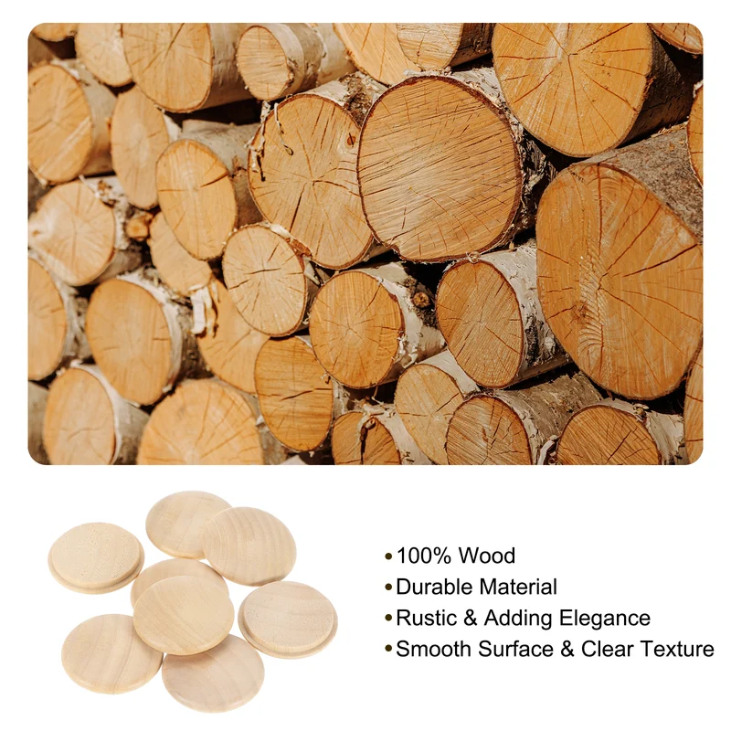 16Pcs Wood Button Plugs, 35mm/1.38" Hardwood Screw Hole Plug for Furniture