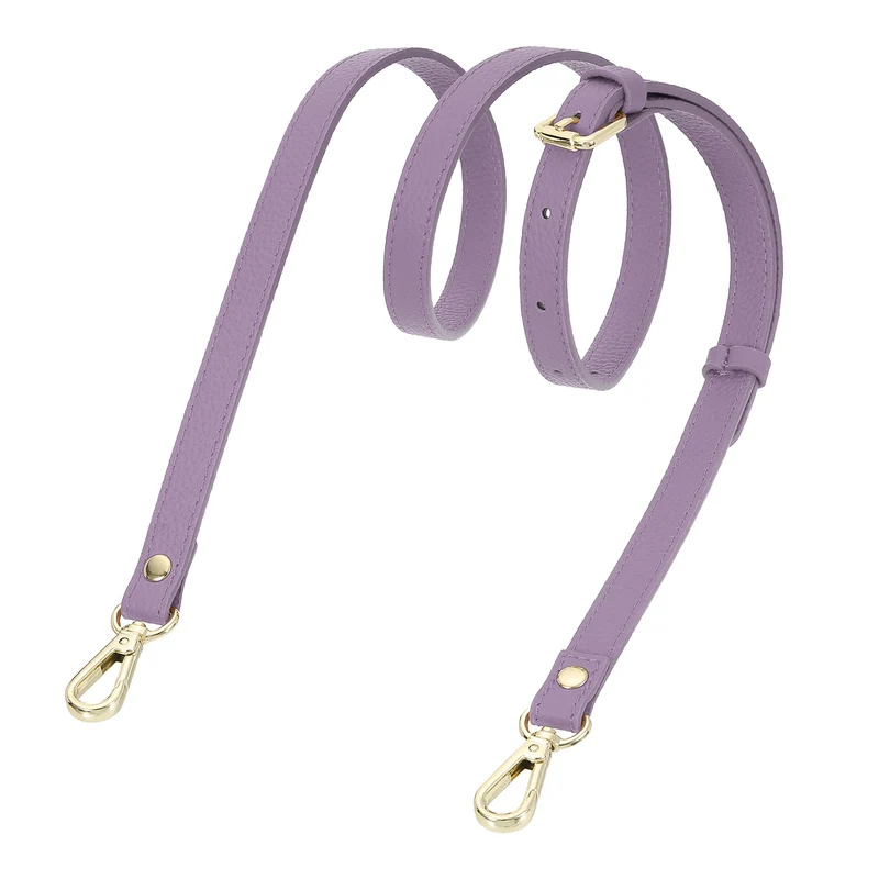 0.6" Genuine Leather Purse Strap for Bag (Taro Purple, Gold Buckle)
