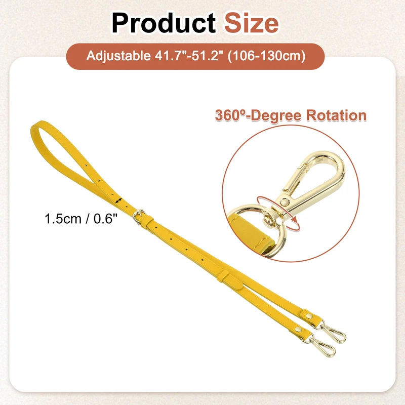 0.6" Genuine Leather Purse Strap for Bag (Earthy Yellow, Gold Buckle)