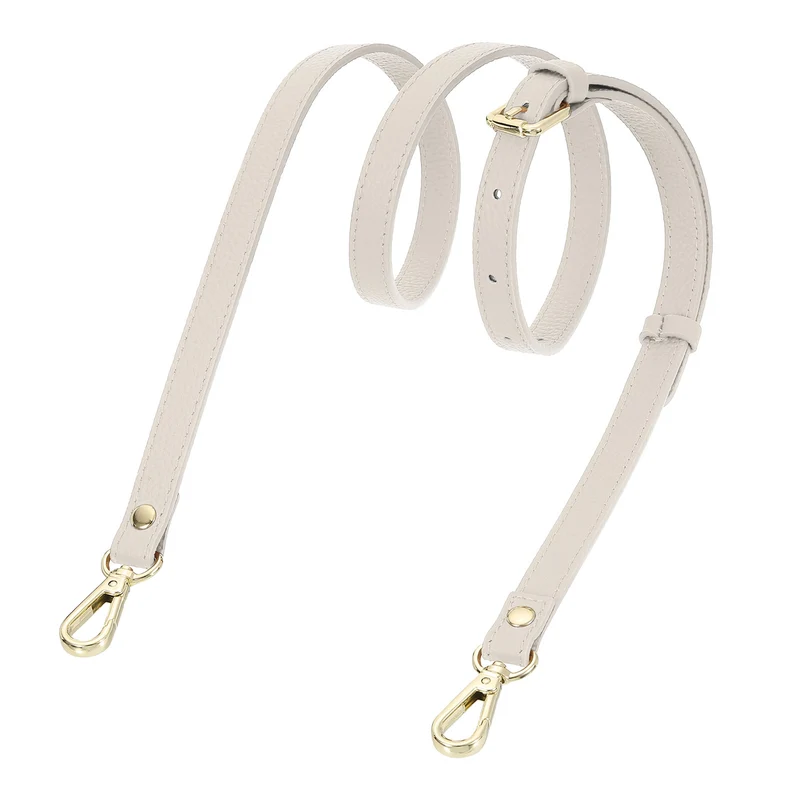 0.6" Genuine Leather Purse Strap for Bag Cream White Gold Buckle