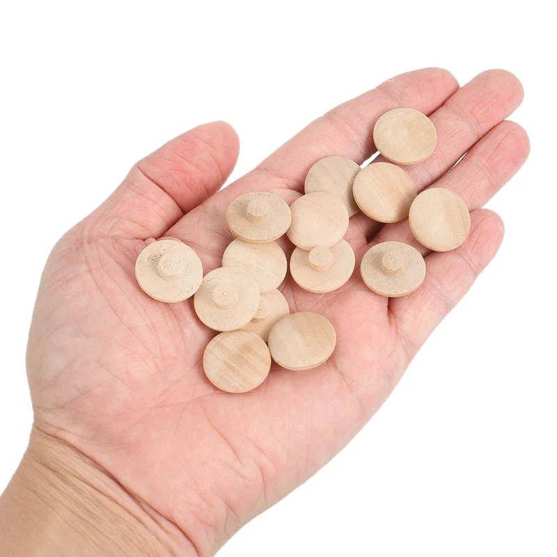 60Pcs Wood Button Plugs, 7mm/0.28" Hardwood Screw Hole Plug for Furniture