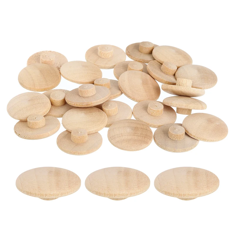 40Pcs Wood Button Plugs, 7mm/0.28" Hardwood Screw Hole Plug for Furniture