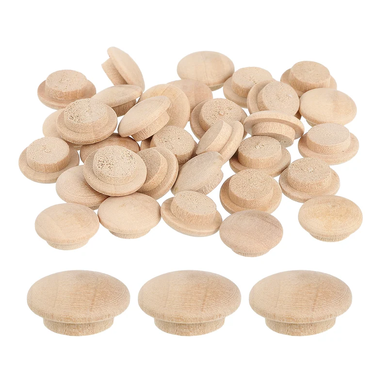 80Pcs Wood Button Plugs, 12mm/0.47" Hardwood Screw Hole Plug for Furniture