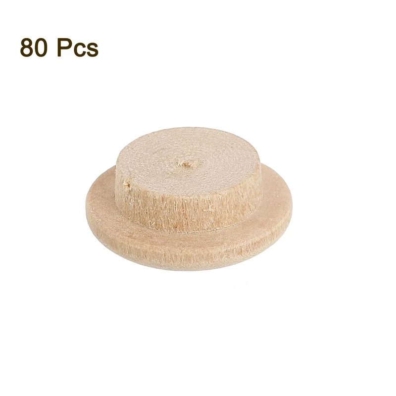 80Pcs Wood Button Plugs, 12mm/0.47" Hardwood Screw Hole Plug for Furniture
