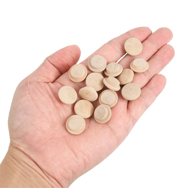 80Pcs Wood Button Plugs, 12mm/0.47" Hardwood Screw Hole Plug for Furniture
