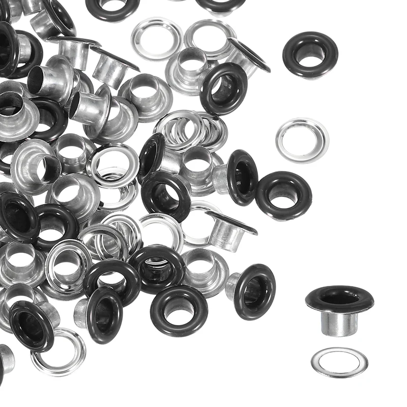Grommets Kit, Metal Eyelets with Washers 4.5mm 3/16" & 250 Set & Matte Black