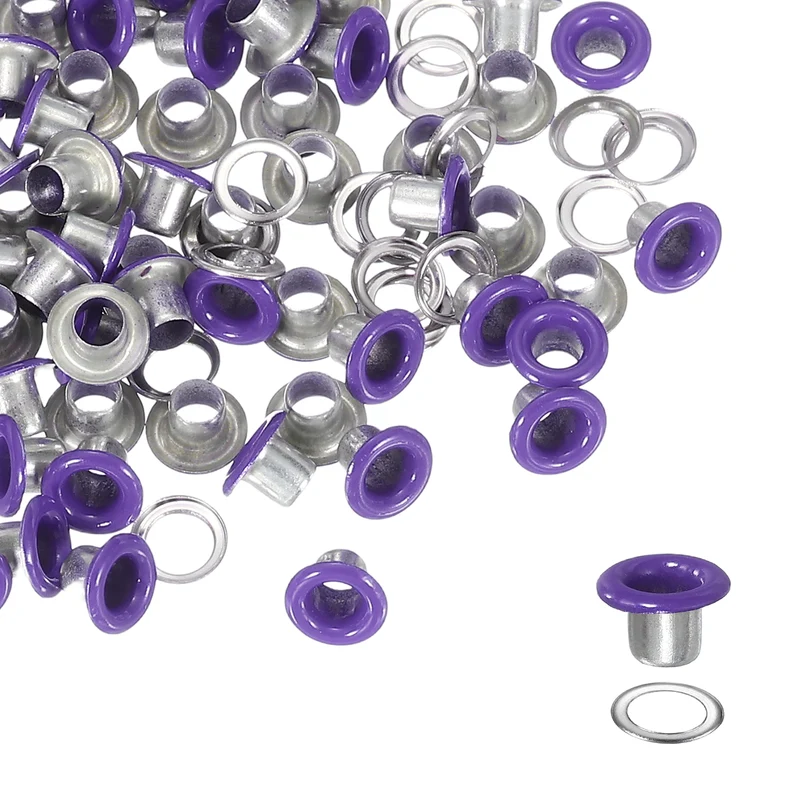 Grommets Kit, Metal Eyelets with Washers 4mm 5/32" & 250 Set & Purple