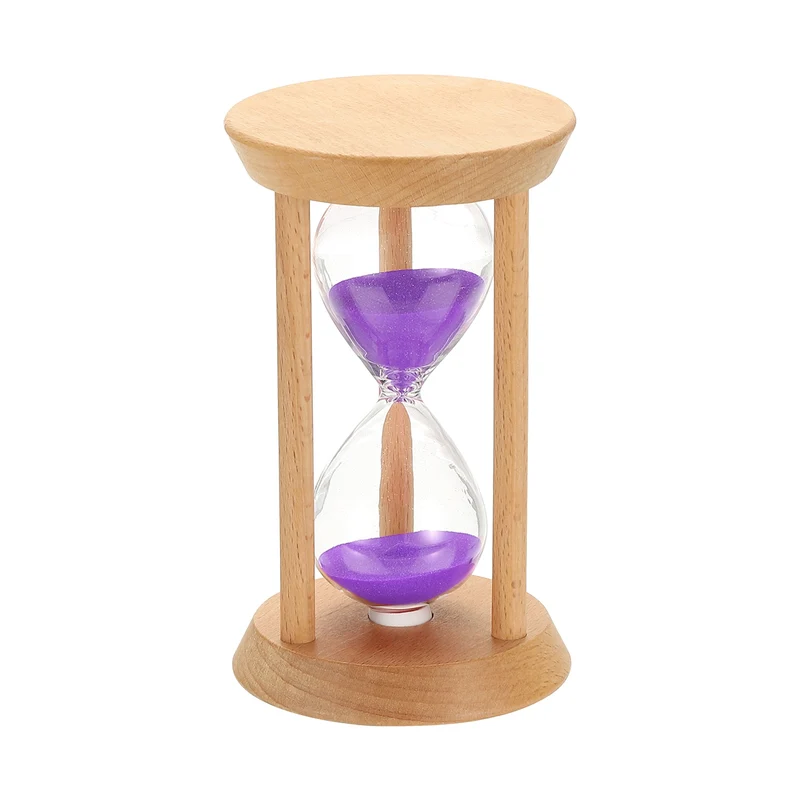 1Pcs 25 Minutes Sand Timer, Wooden Sand Watch for Home, Purple