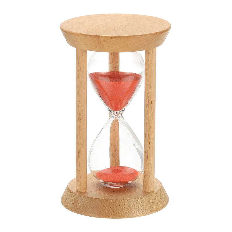 1Pcs 30 Minutes Sand Timer, Wooden Sand Watch for Home, Red